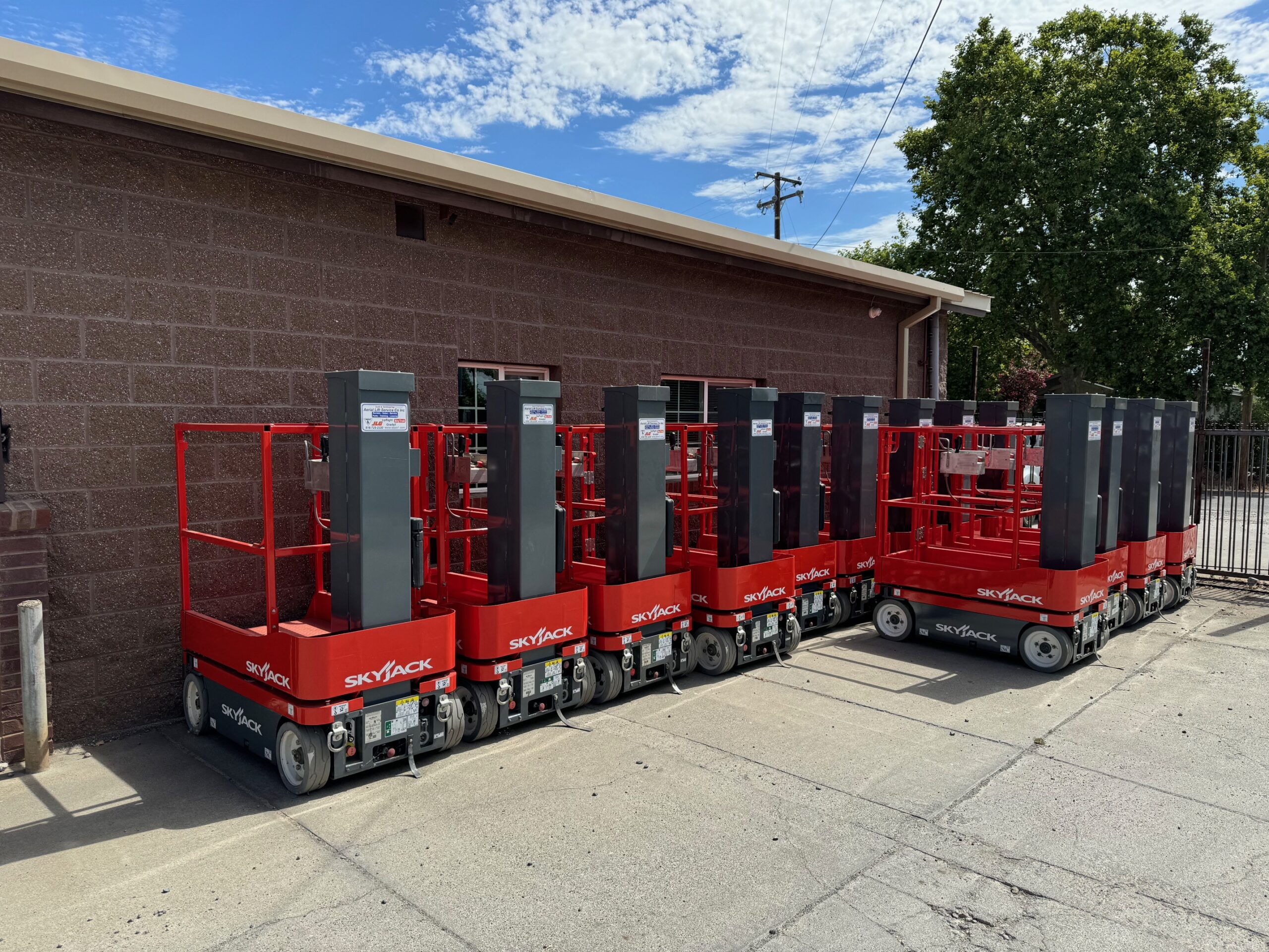 row of scissor lifts